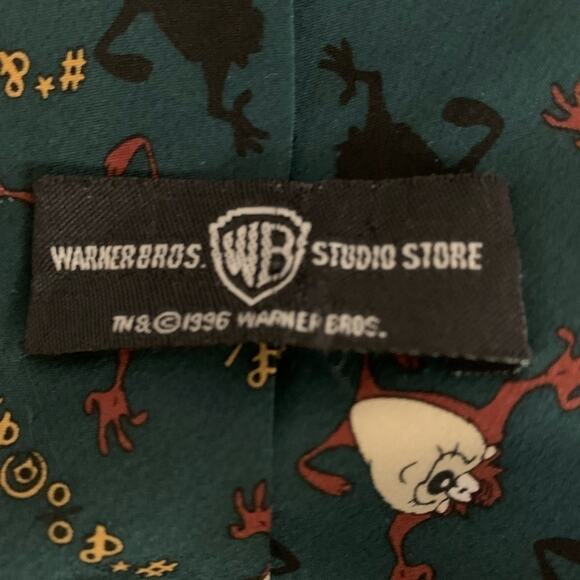 Tasmanian Devil swearing Warner Brothers green vintage cursing  men's neck tie - Picture 6 of 8